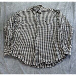 Ralph Lauren Marlowe Dress Shirt Men's XL Button Green Plaid Long Sleeve Cotton